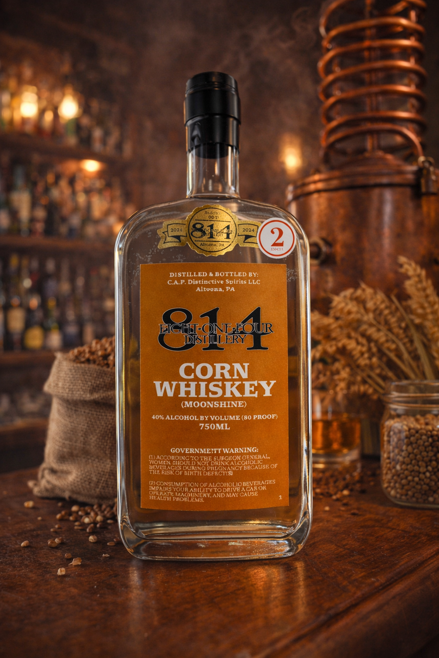 Batch #2 Unaged Whiskey – 814 Distillery